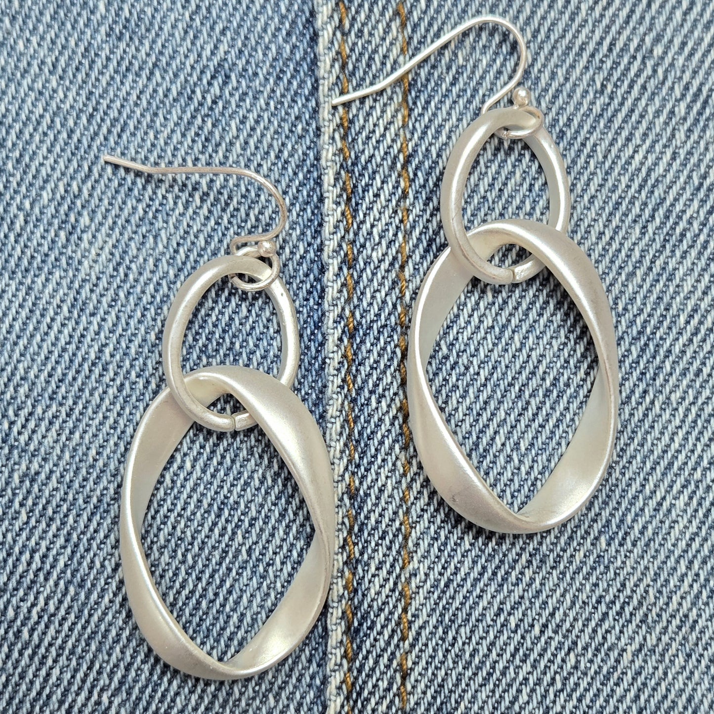 E1031 HE2967 Double O Shape Link Design Drop Dangle Hook Earrings