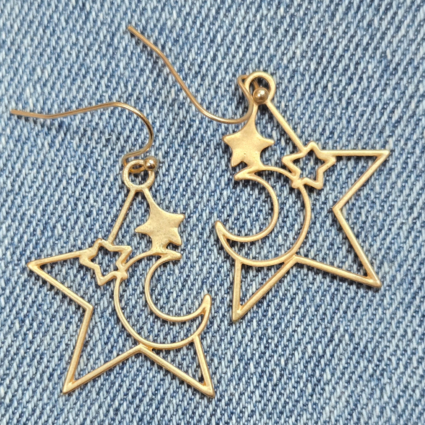 E1159 HE3116 Moon Star Design Drop Dangle Earrings