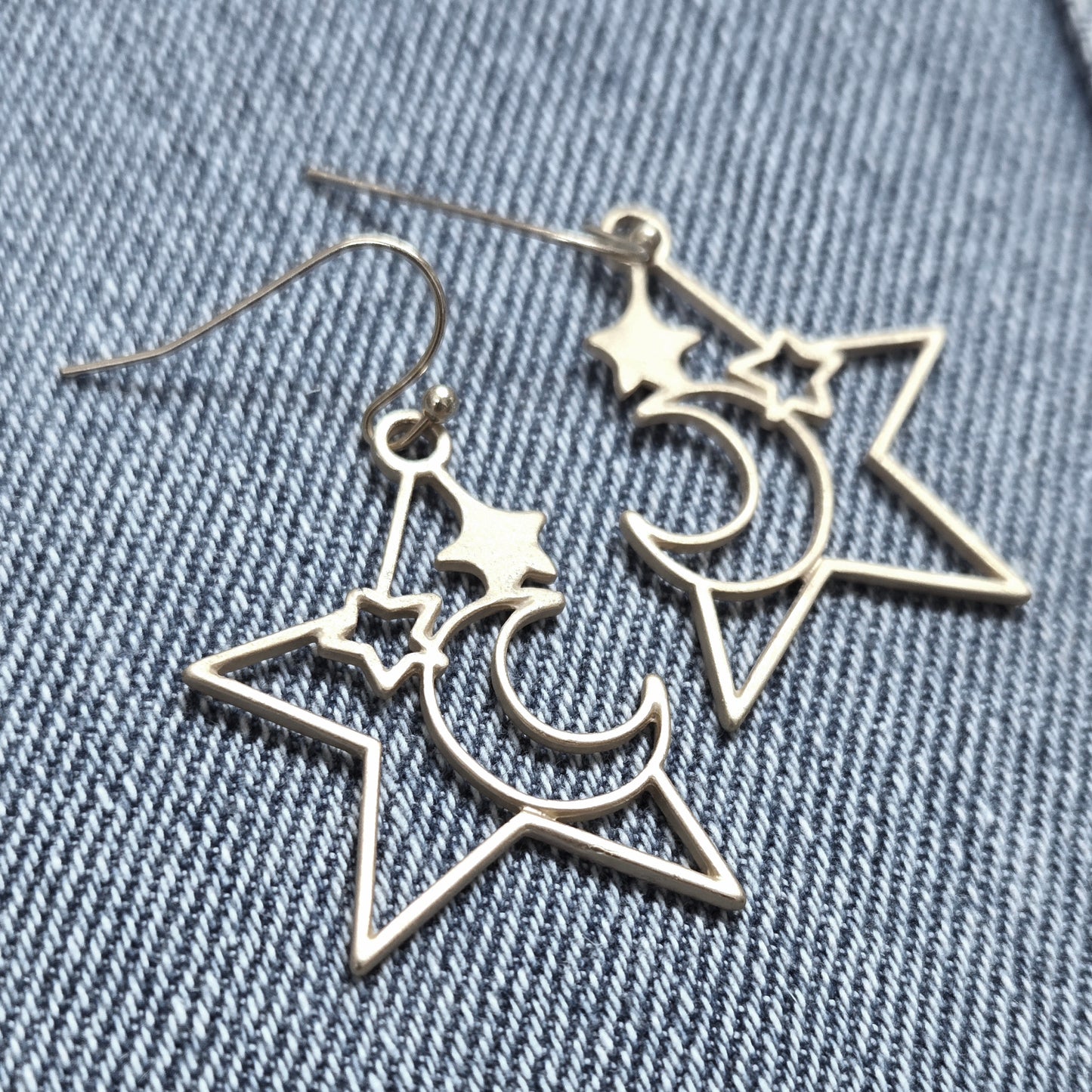 E1159 HE3116 Moon Star Design Drop Dangle Earrings