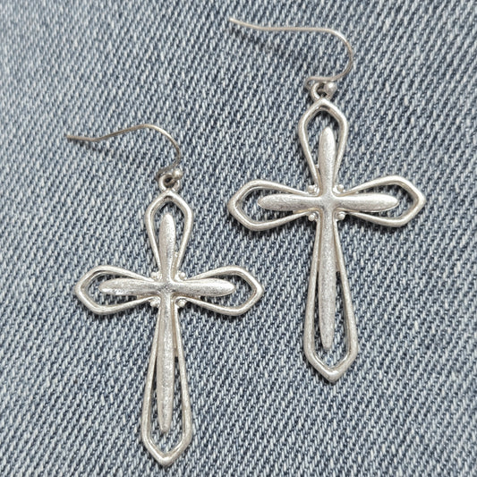 E1156 HE3224 Cross Shape Drop Dangle Earrings