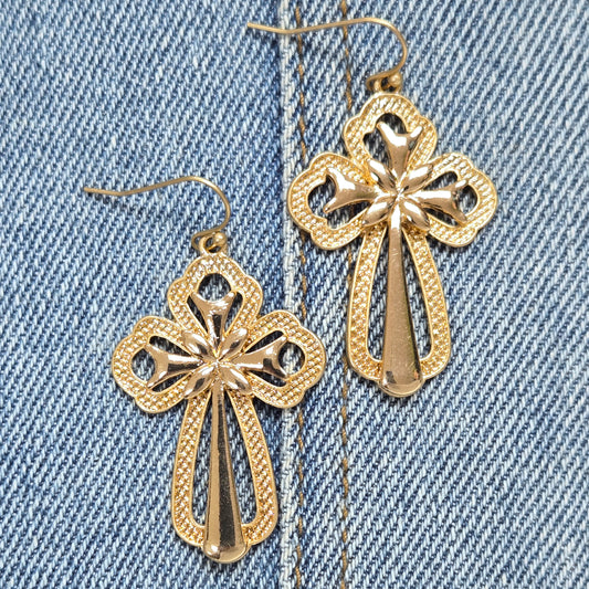 E1091 HE3529 Cross Design Drop Dangle Hook Earrings