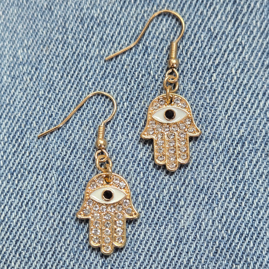 E1222 HE4971 Hamsa Evil Eye Design Drop Dangle Earrings