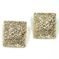 Pair of gold square earrings on a white background