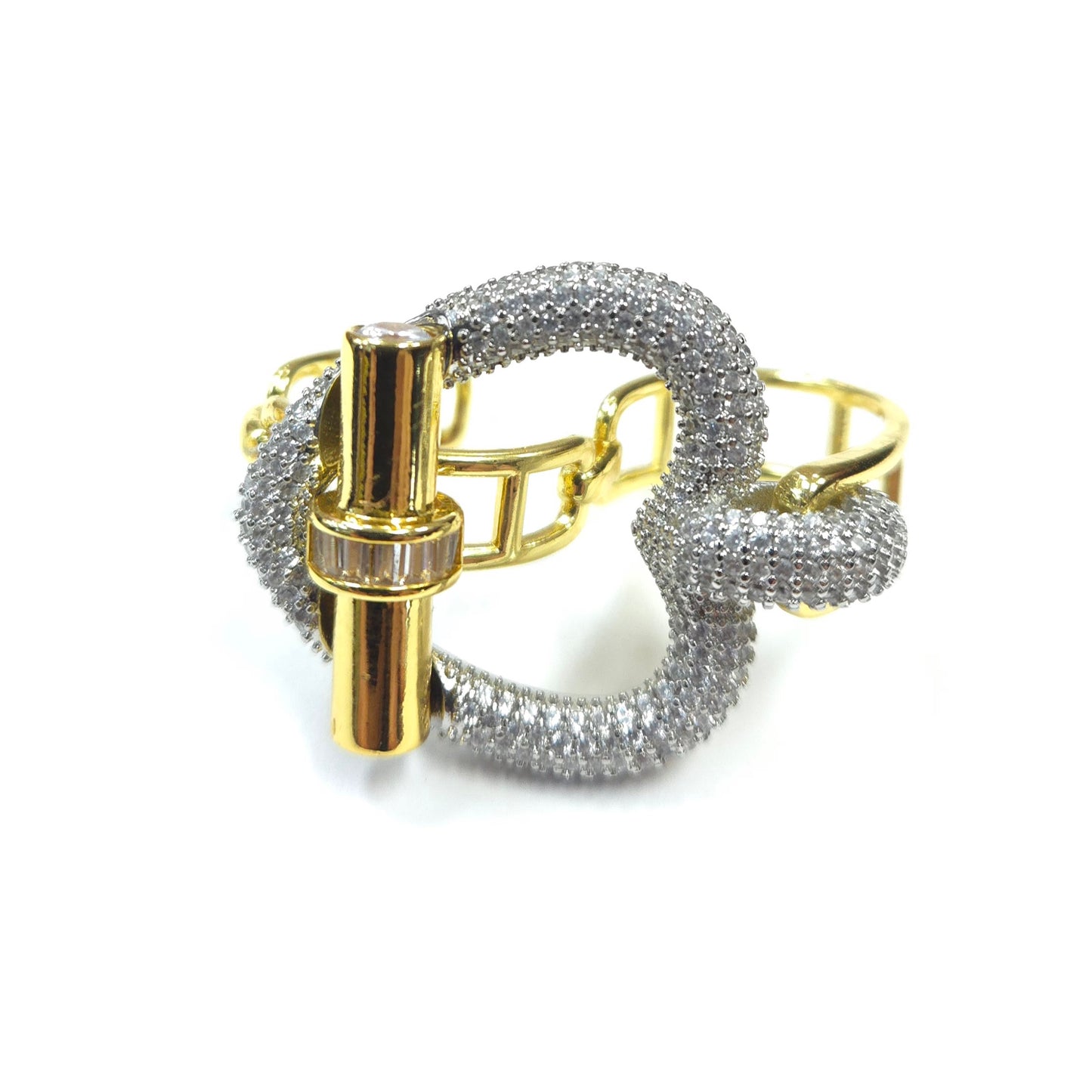 Gold and silver bracelet on a white background