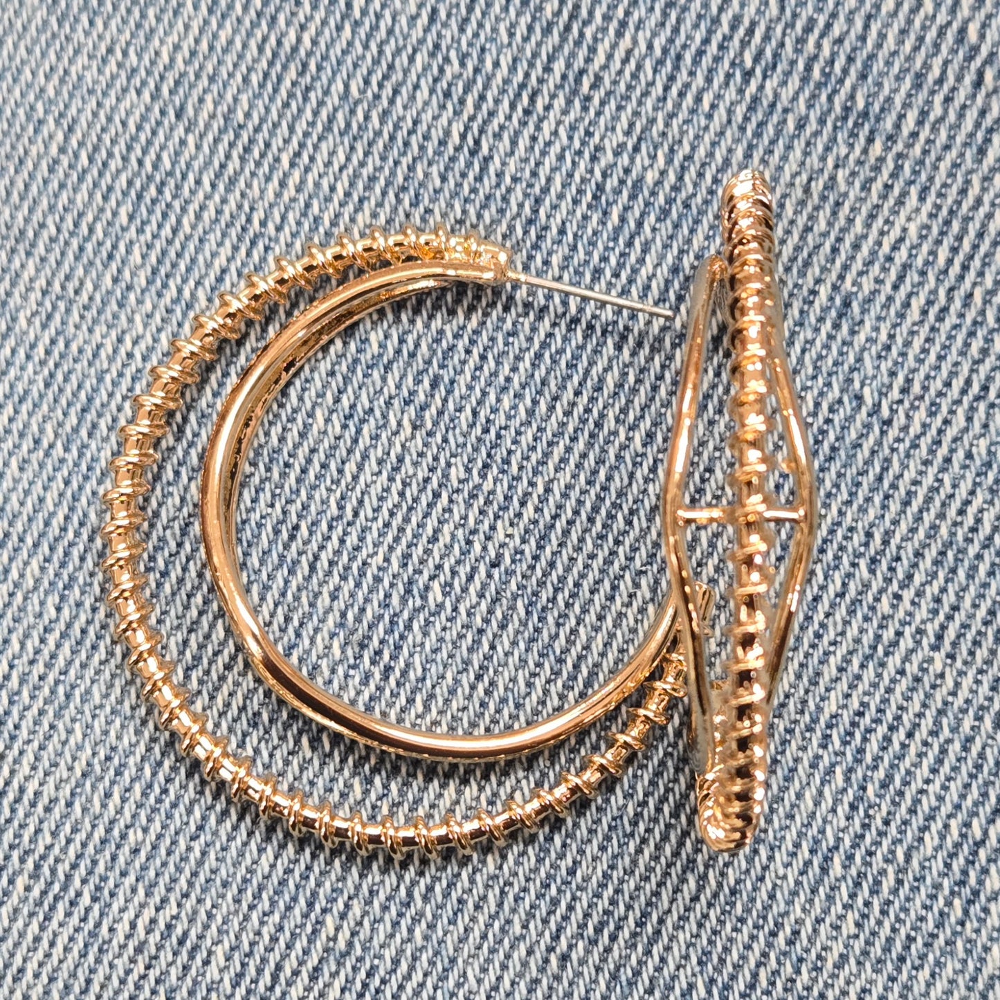 E1373 IE4325 Circle Drop Post Hoop Earrings