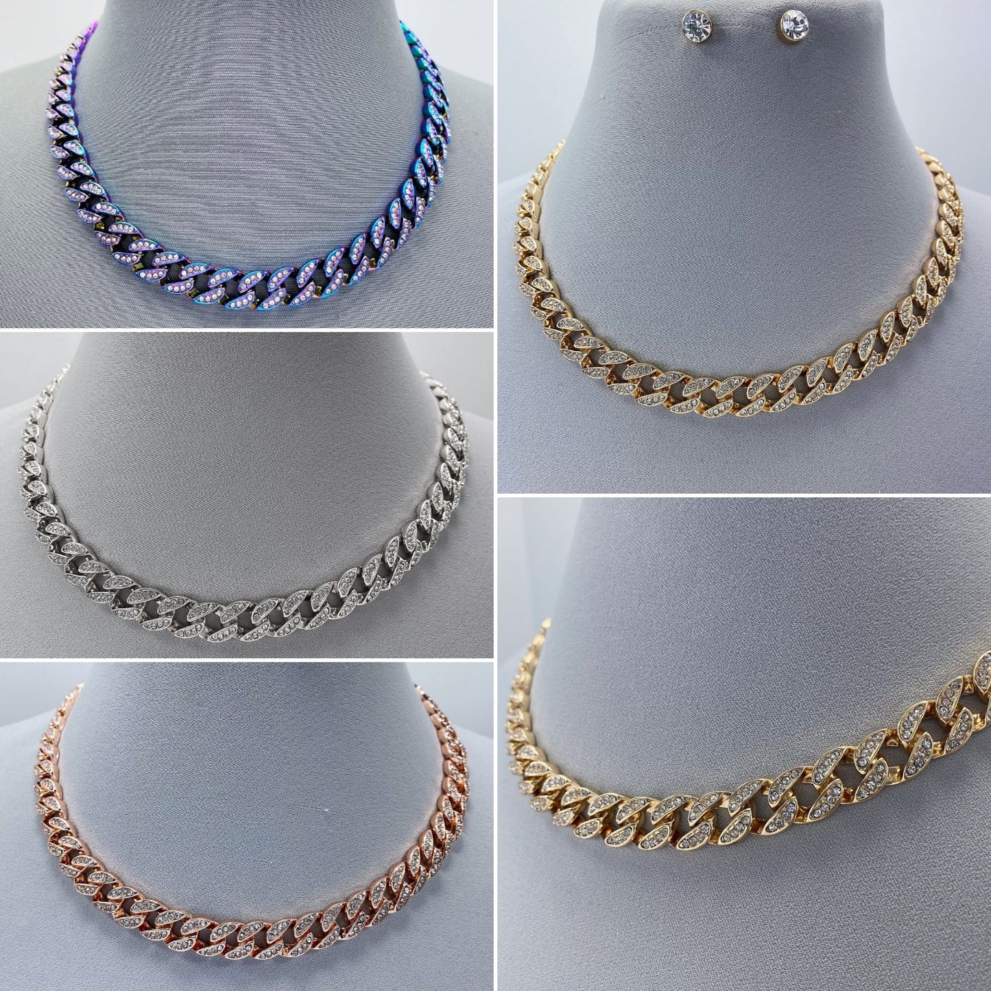 N3189 | Pavé Cuban Link Necklace Set | KS5077