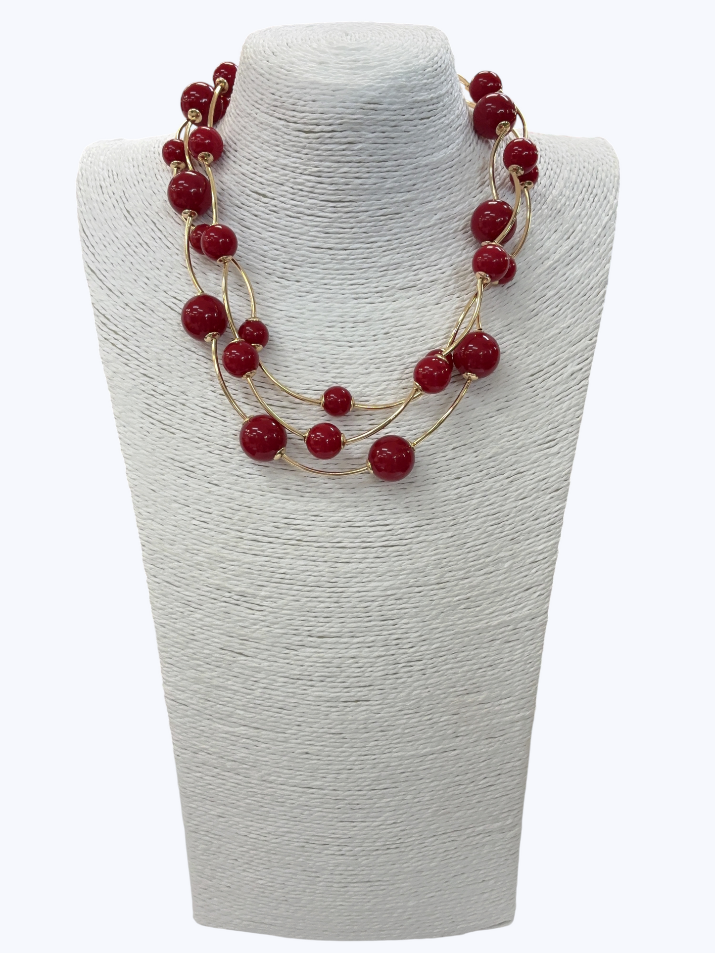 Triple Layer Ball Beaded Necklace - N5193