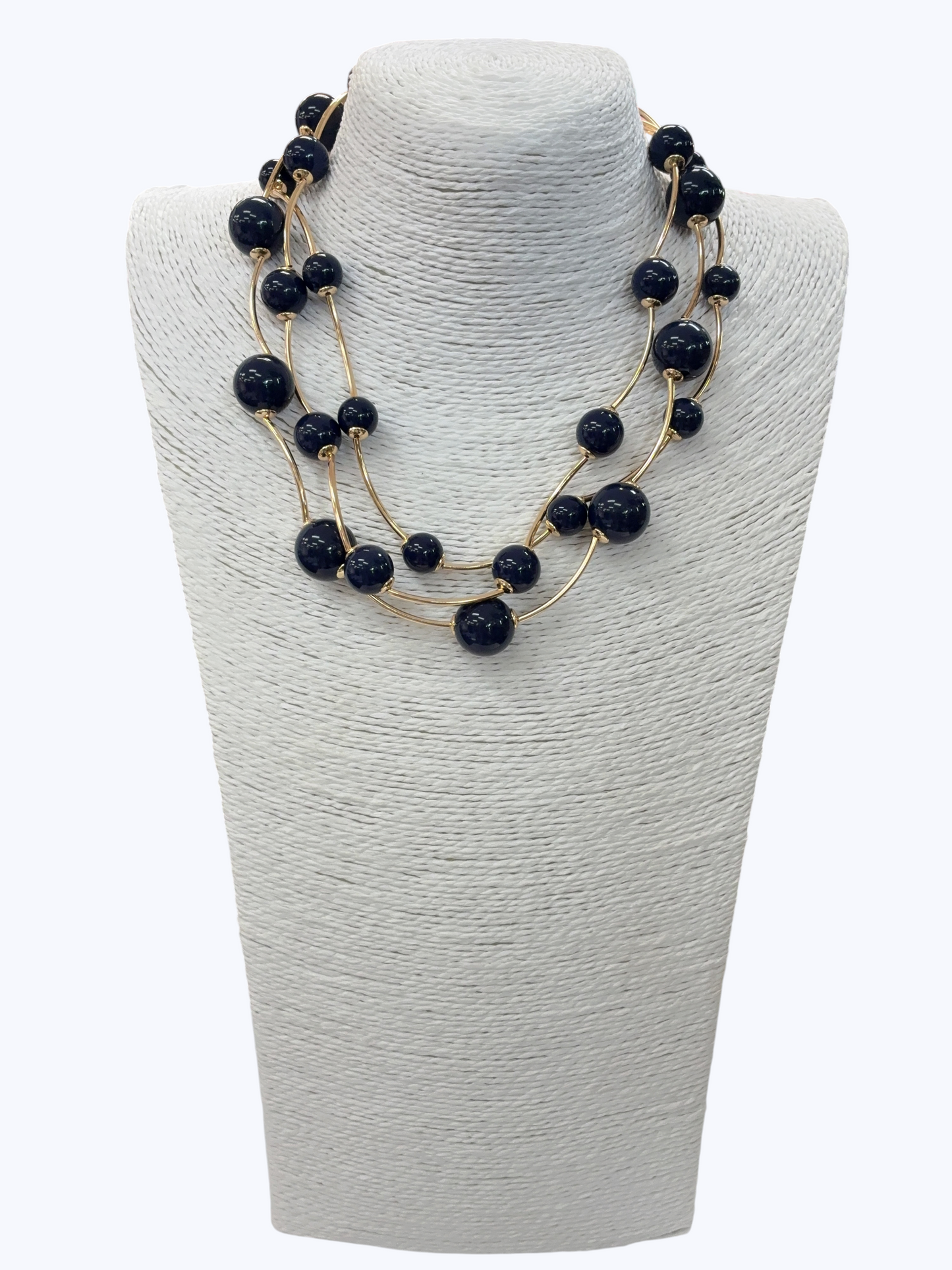 Triple Layer Ball Beaded Necklace - N5193