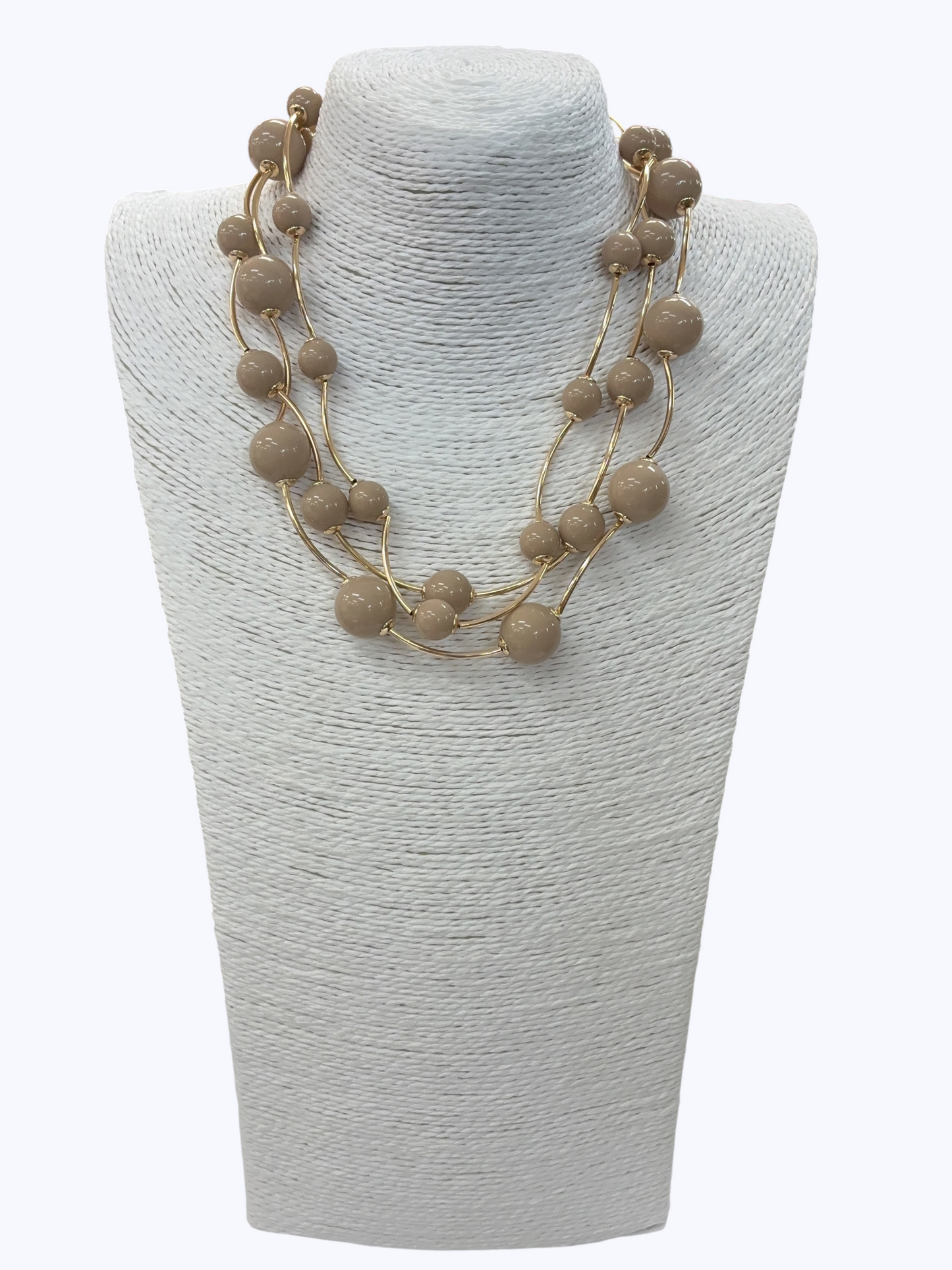 Triple Layer Ball Beaded Necklace - N5193