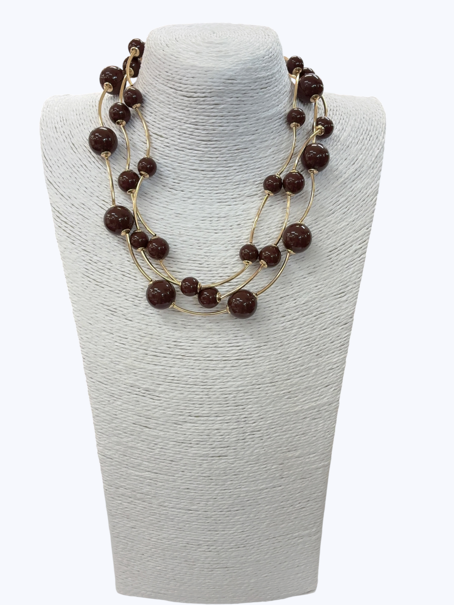 Triple Layer Ball Beaded Necklace - N5193
