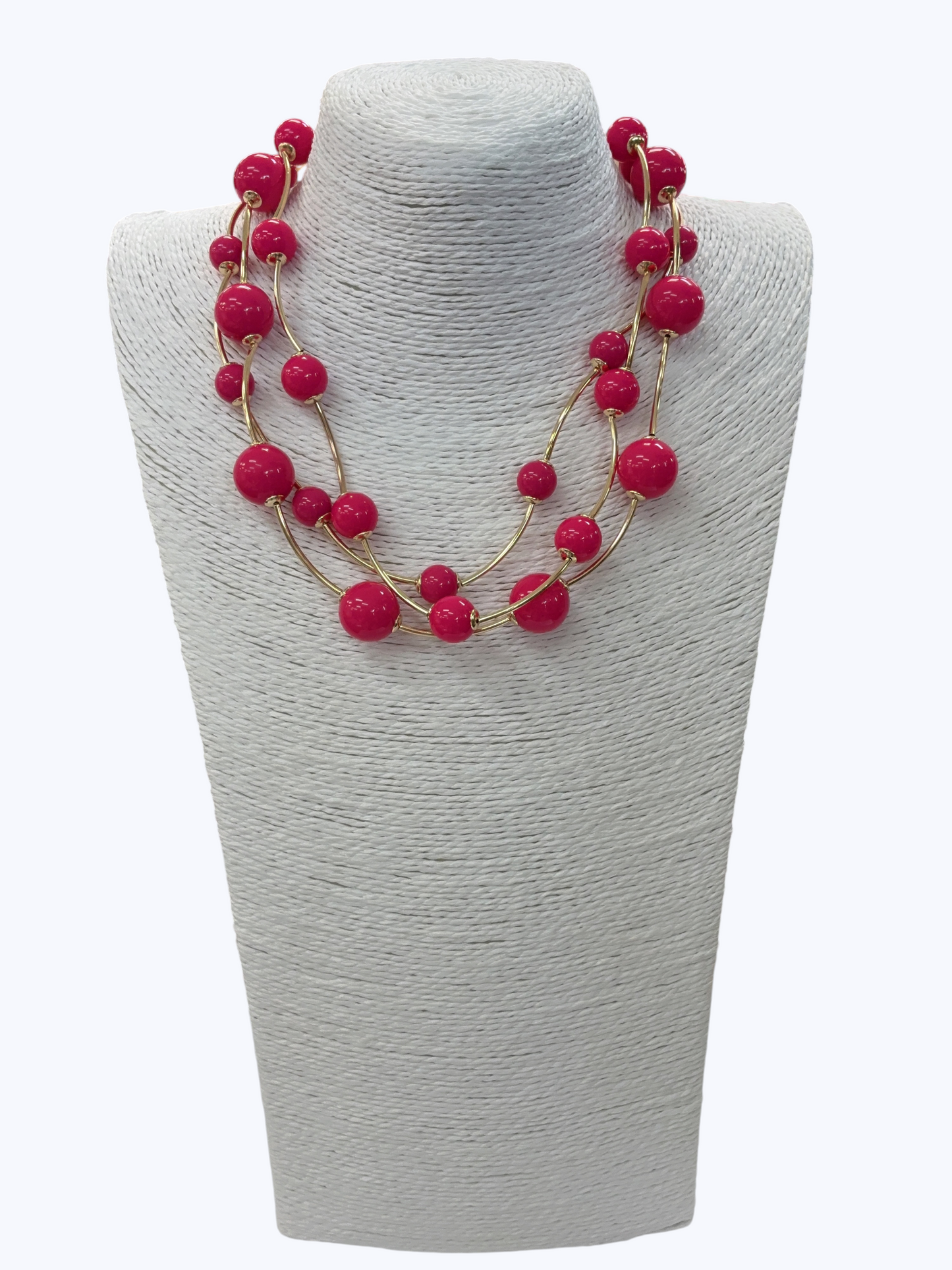 Triple Layer Ball Beaded Necklace - N5193