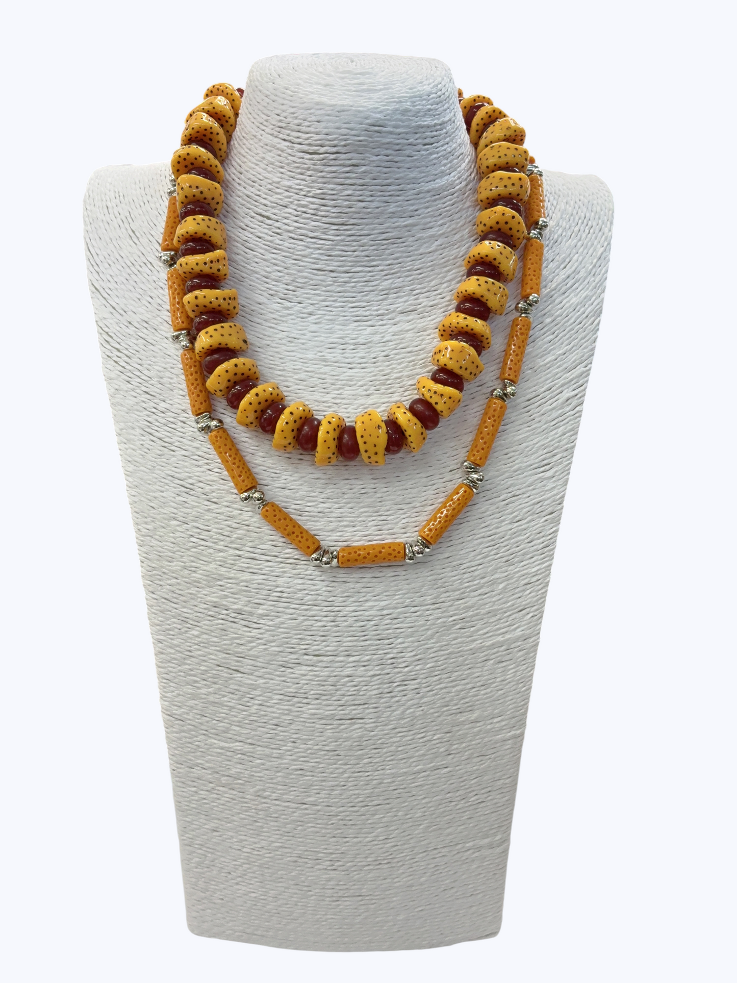 Layered Textured Acrylic Bead Necklace | N5351