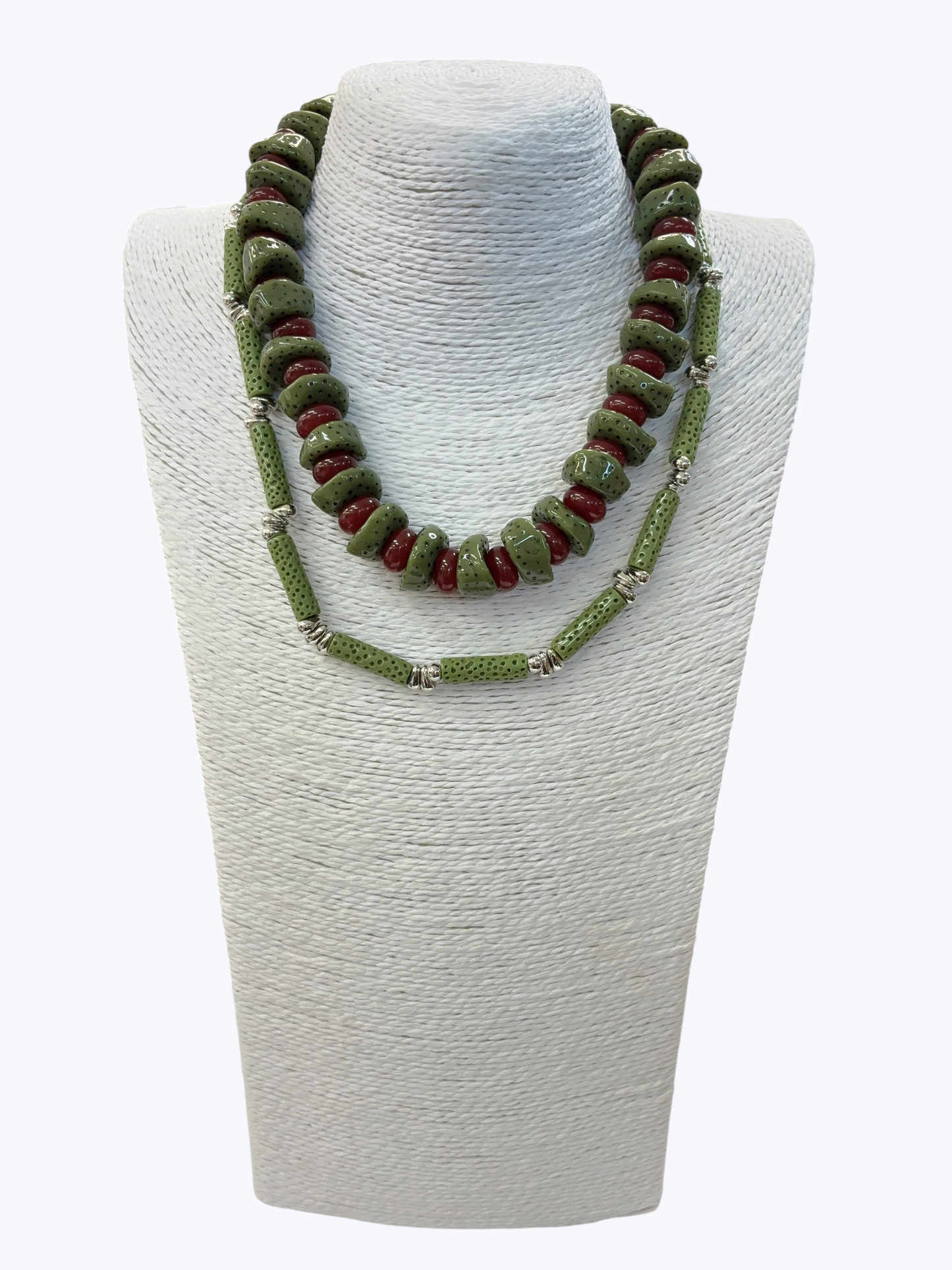 Layered Textured Acrylic Bead Necklace | N5351