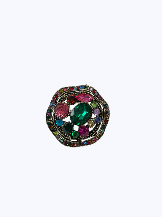 Jeweled Leaf Wreath Brooch | BR0145