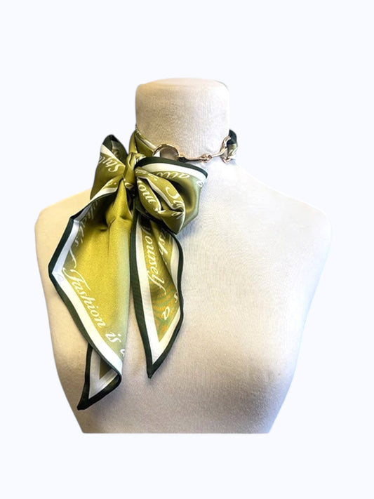 Script Print Scarf Necklace | SN0001