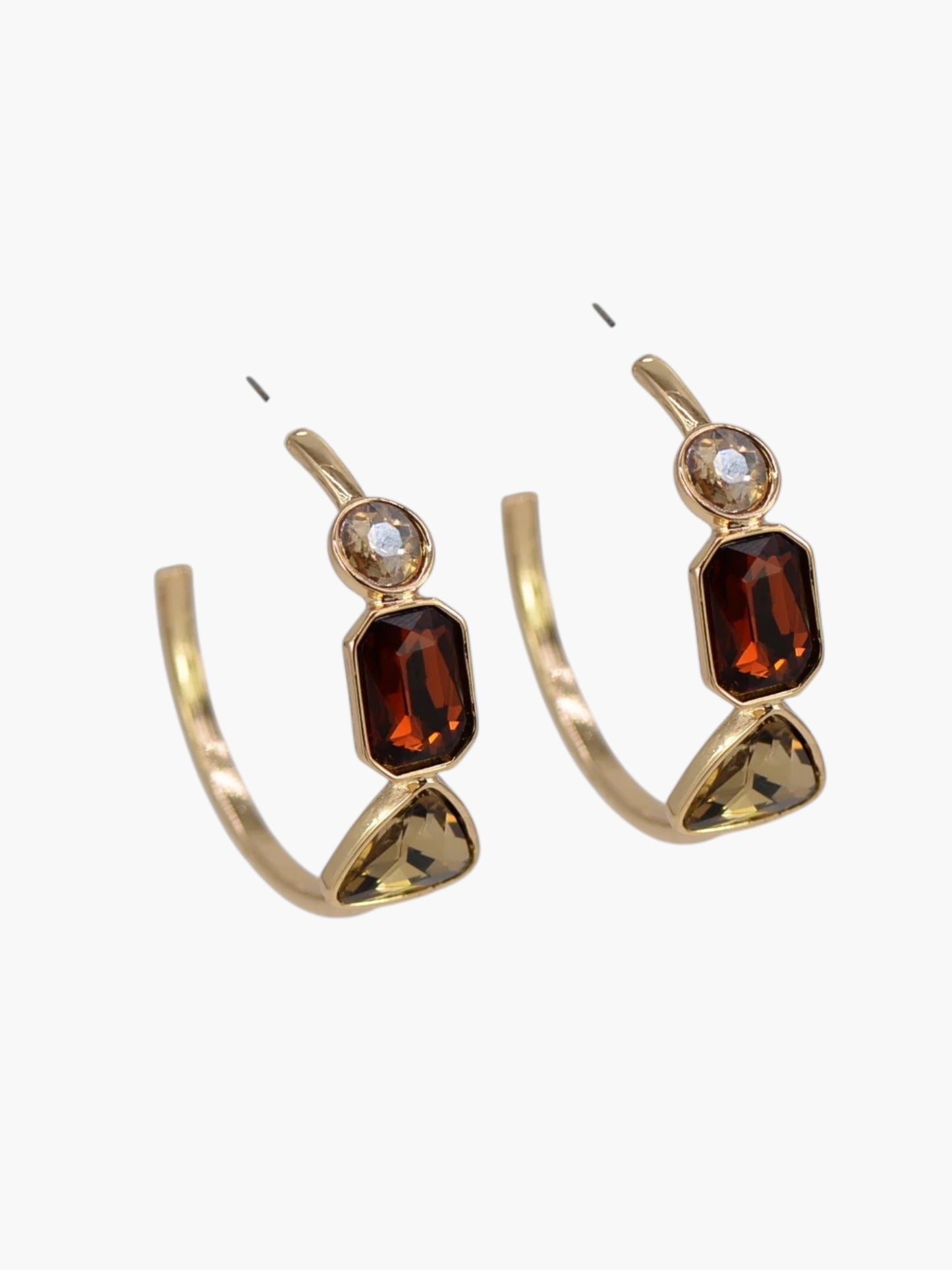 E2559 | Geometric Multi Stone Hoop Earrings | 25E6456
