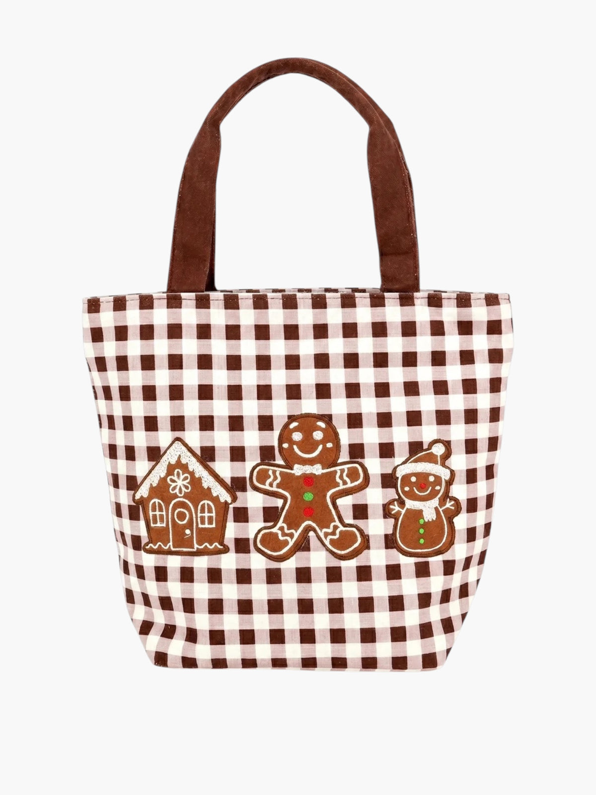 Gingerbread Gingham Tote Bag | P0040