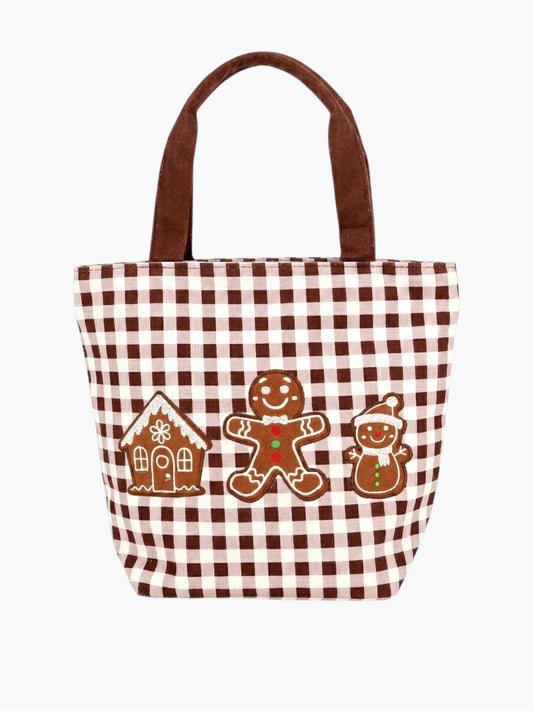 Gingerbread Gingham Tote Bag | P0040