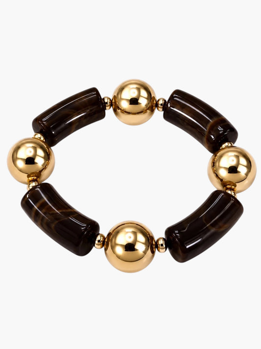 Acrylic Barrel Bead Stretch Bracelet - B0560