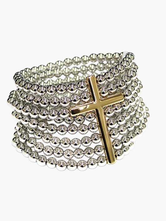 Cross Beaded Wrap Bracelet - B0559
