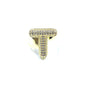 Gold ring with diamond accents on a white background