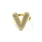 Gold ring shaped like the letter 'V' with small stones on a white background