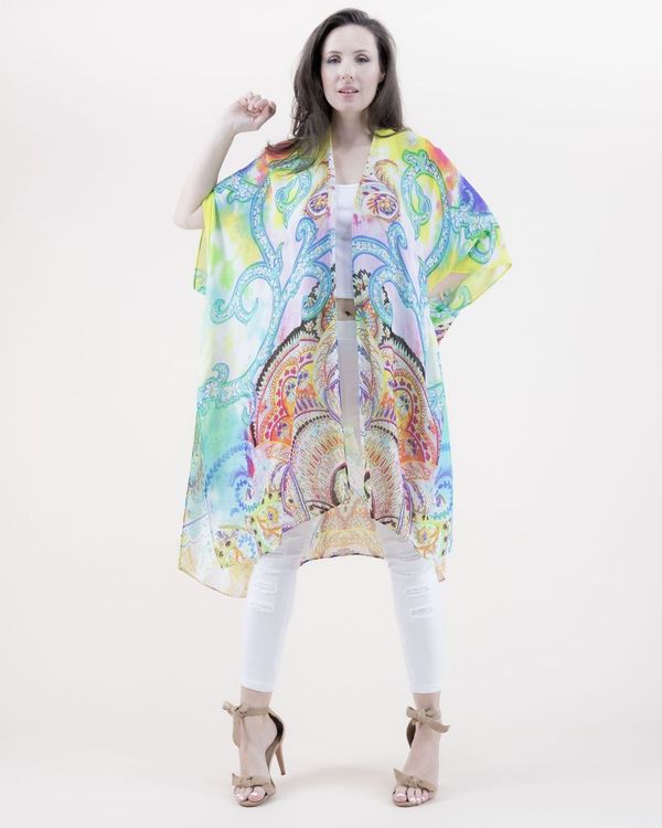 PS42 | Flowing Paisley Open Front Kimono | FT84156