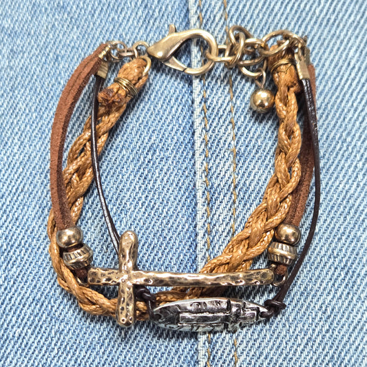 B0206 JB0236 Cross Design Wrap Bracelet