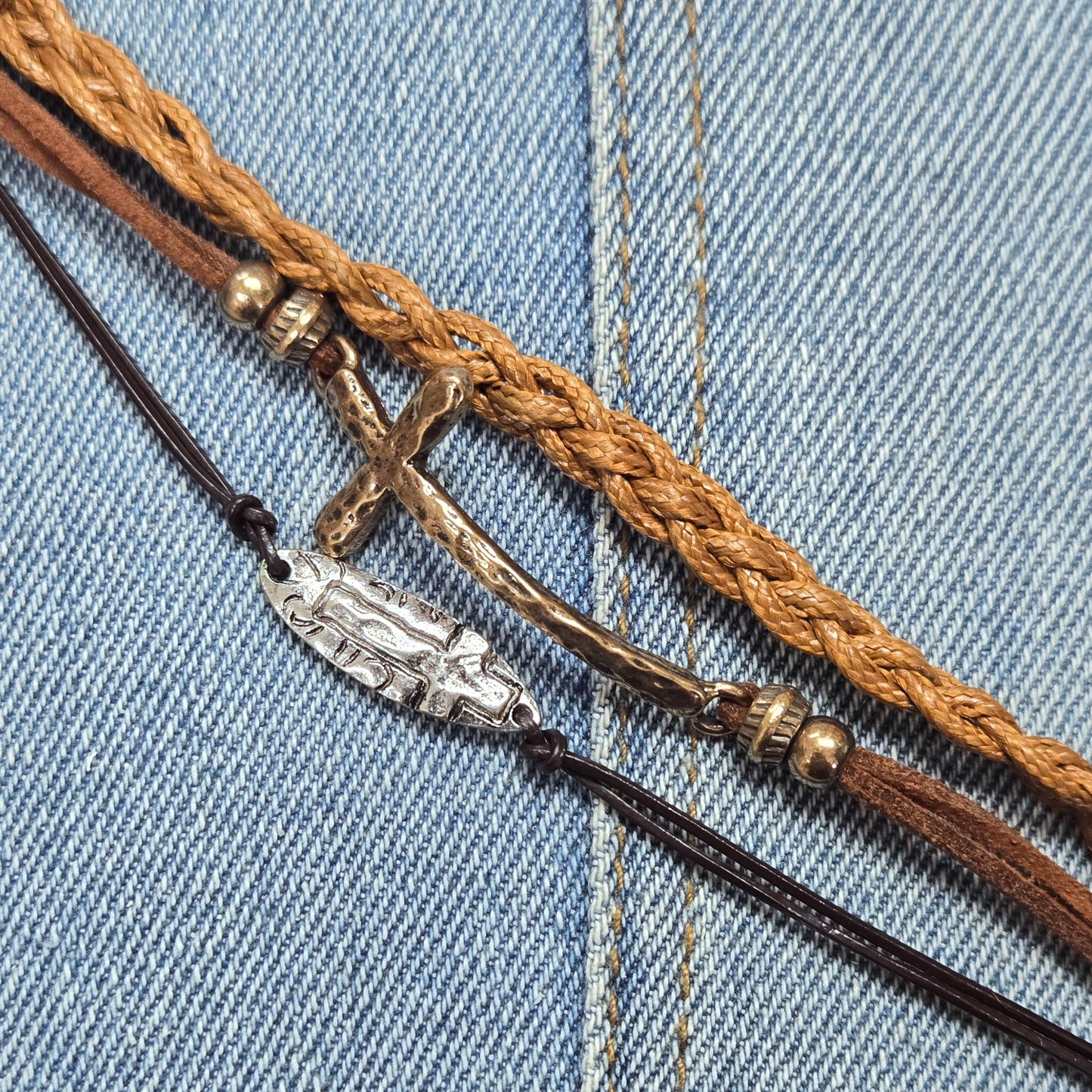 B0206 JB0236 Cross Design Wrap Bracelet