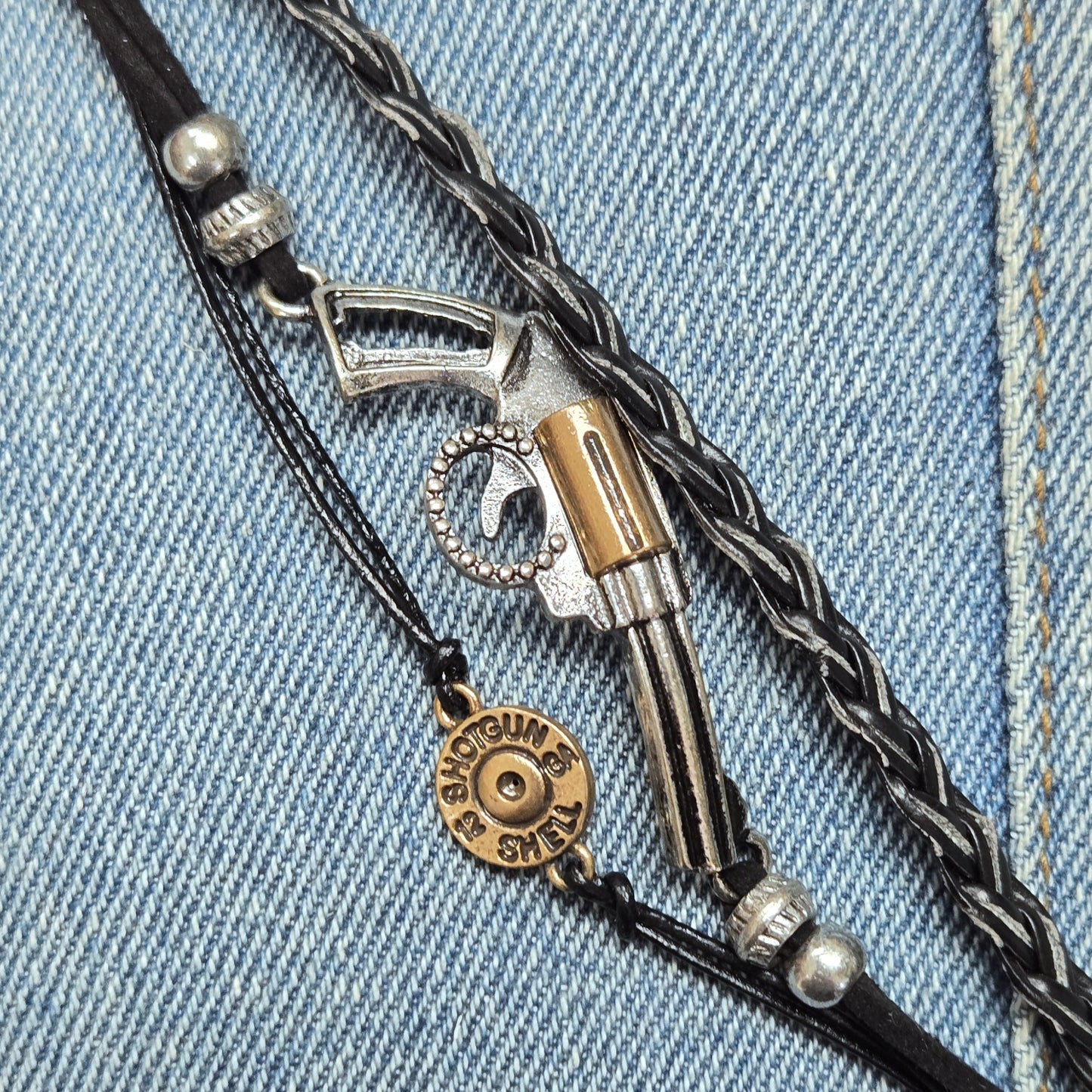 B0200 JB0237 Pistol Design Wrap Bracelet