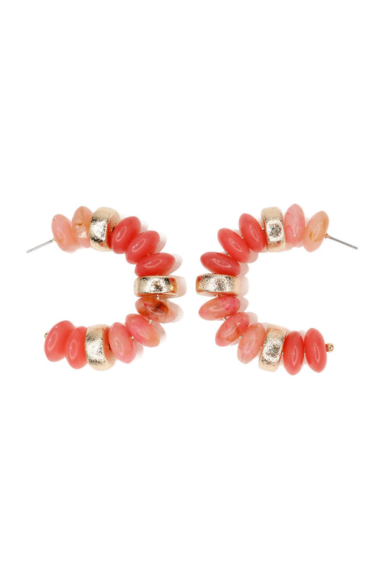 E0669 Acrylic Beaded Open Hoop Earrings |JEE282