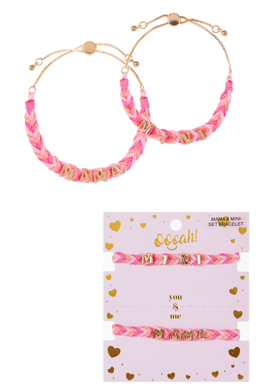 B0153 K2B2018 MAMA MINI DESIGN WITH HAND BRAIDED 2 BRACELETS SET