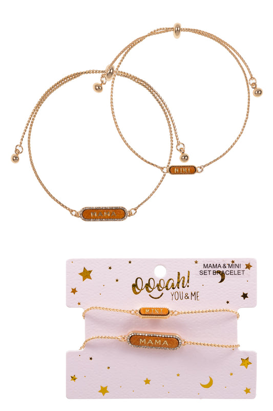 B0154 K7B2032 BAR SHAPED WOOD ADJUSTABLE 2 BRACELETS SET