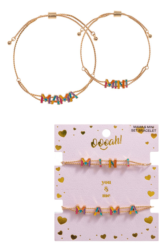 B0156 K8B2021 MAMA MINI WORD LETTER ENAMEL SLIDE CHARMS 2 BRACELETS SET