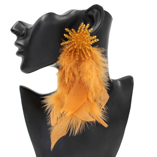 E2571 | Beaded Feather Earrings | KE1214