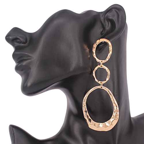 Geometric Triple Link Dangle Earrings | E2614