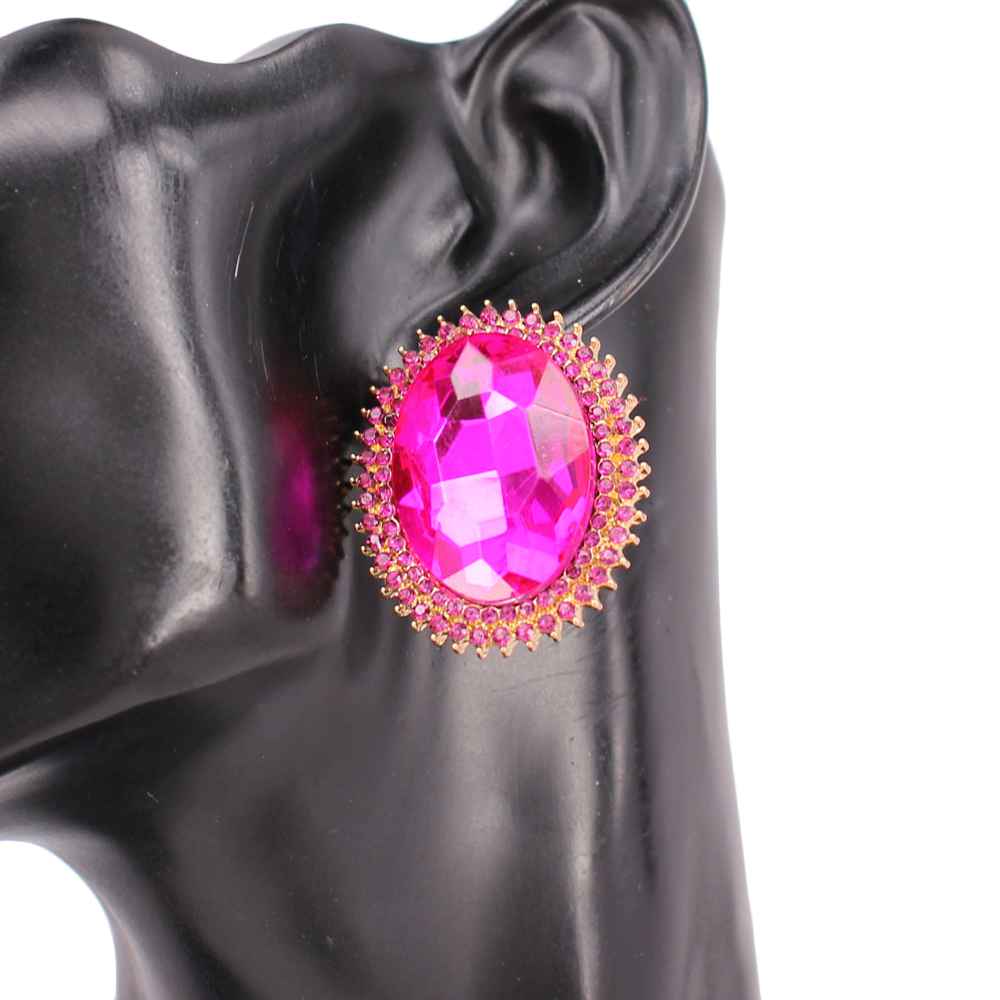 Oval Gemstone Halo Earrings | E2624
