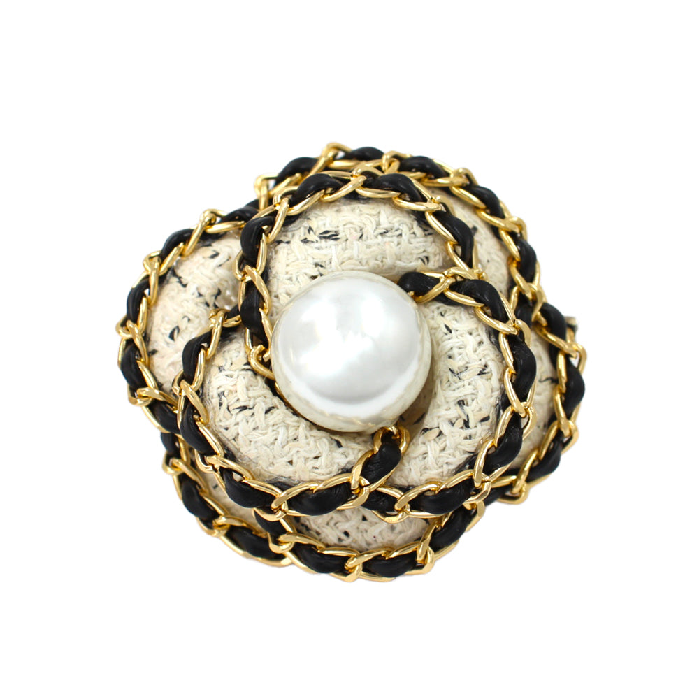 BR0445 | Chain Floral Pearl Brooch | KP2177