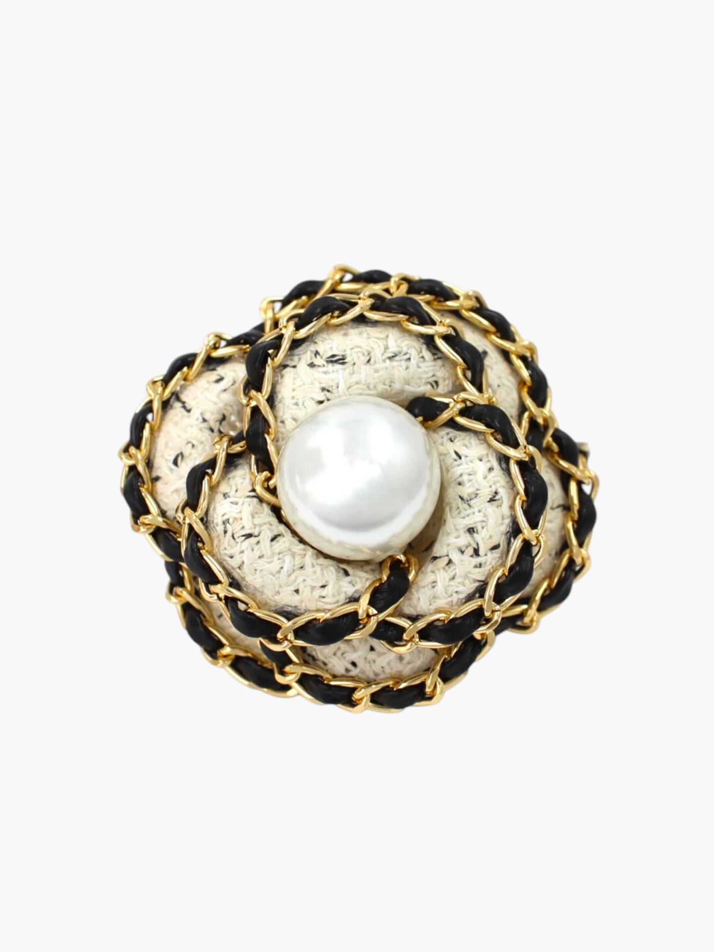 BR0445 | Chain Floral Pearl Brooch | KP2177