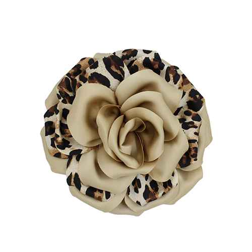Leopard Print Fabric Flower Brooch | BR0502