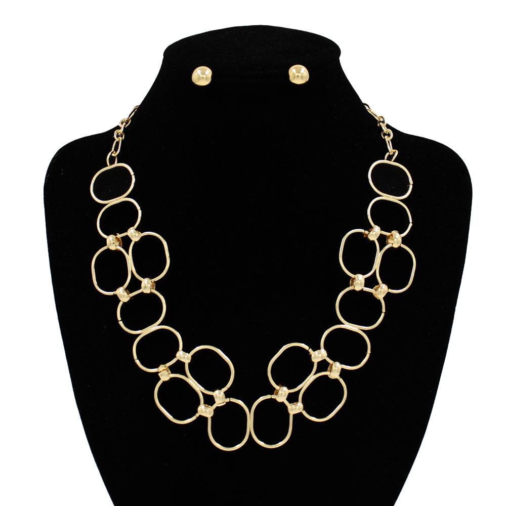 N5274 | Open Circle Link Necklace Set | KS2208