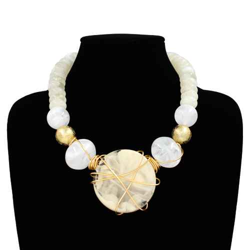 N5261 | Textured Bead Pendant Necklace | KS2210