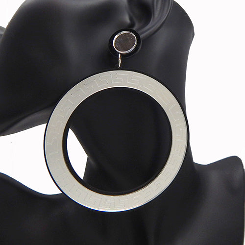 E1135 LE3161 Greek Pattern Acrylic Circle Shape Drop Dangle Earrings