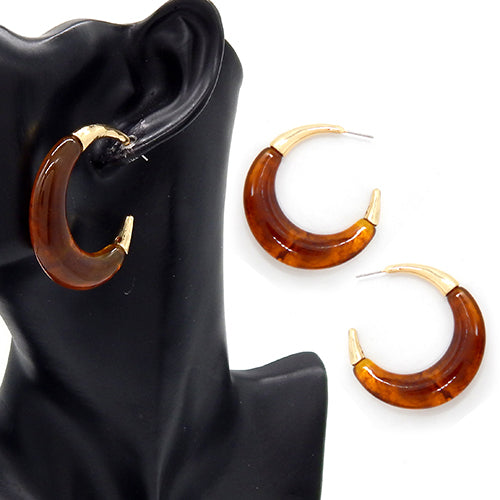 E1132 LE3262 Acrylic Open Circle Drop Post Hoop Earrings