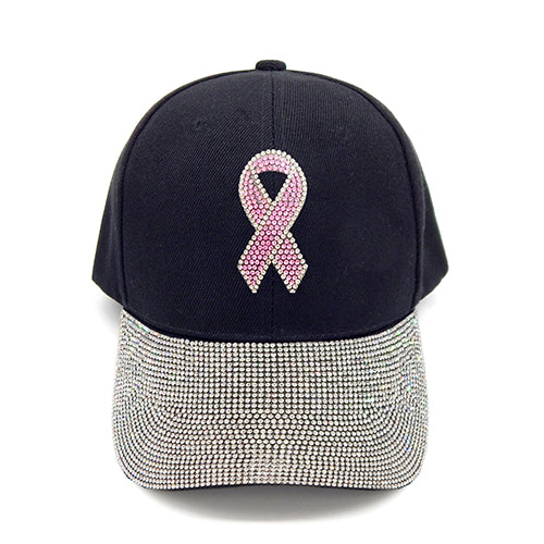 Pink Ribbon Rhinestone Cap | HT0168