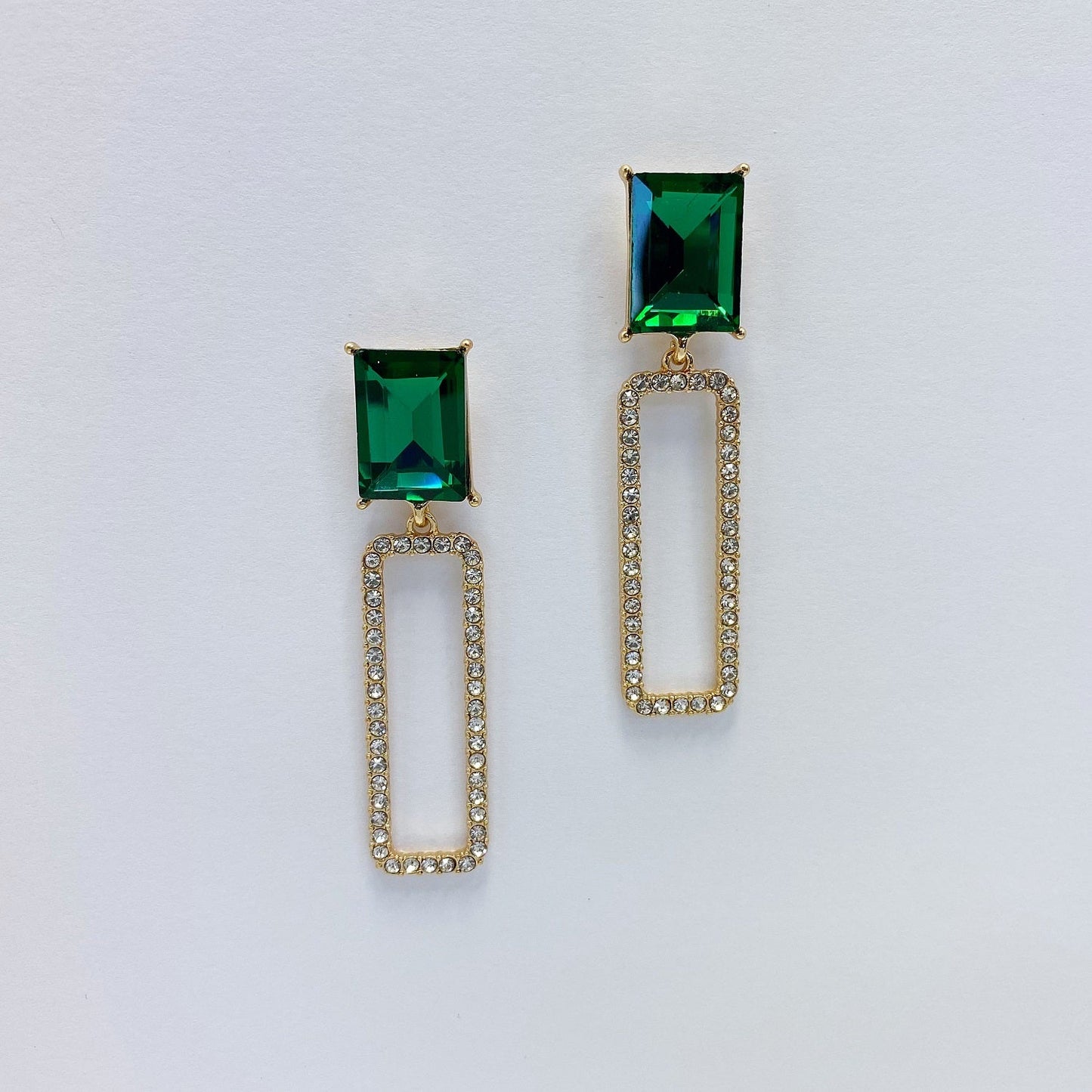 E1761 | Luxe Emerald-Cut Crystal Earrings | 25E1840