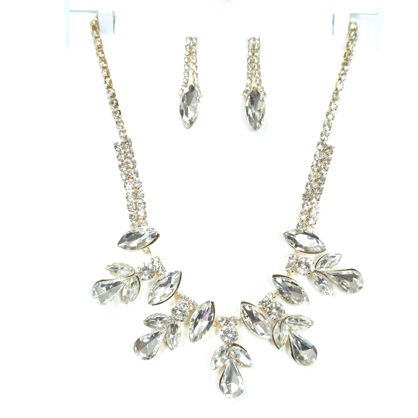 Set of crystal hair accessories on a white background