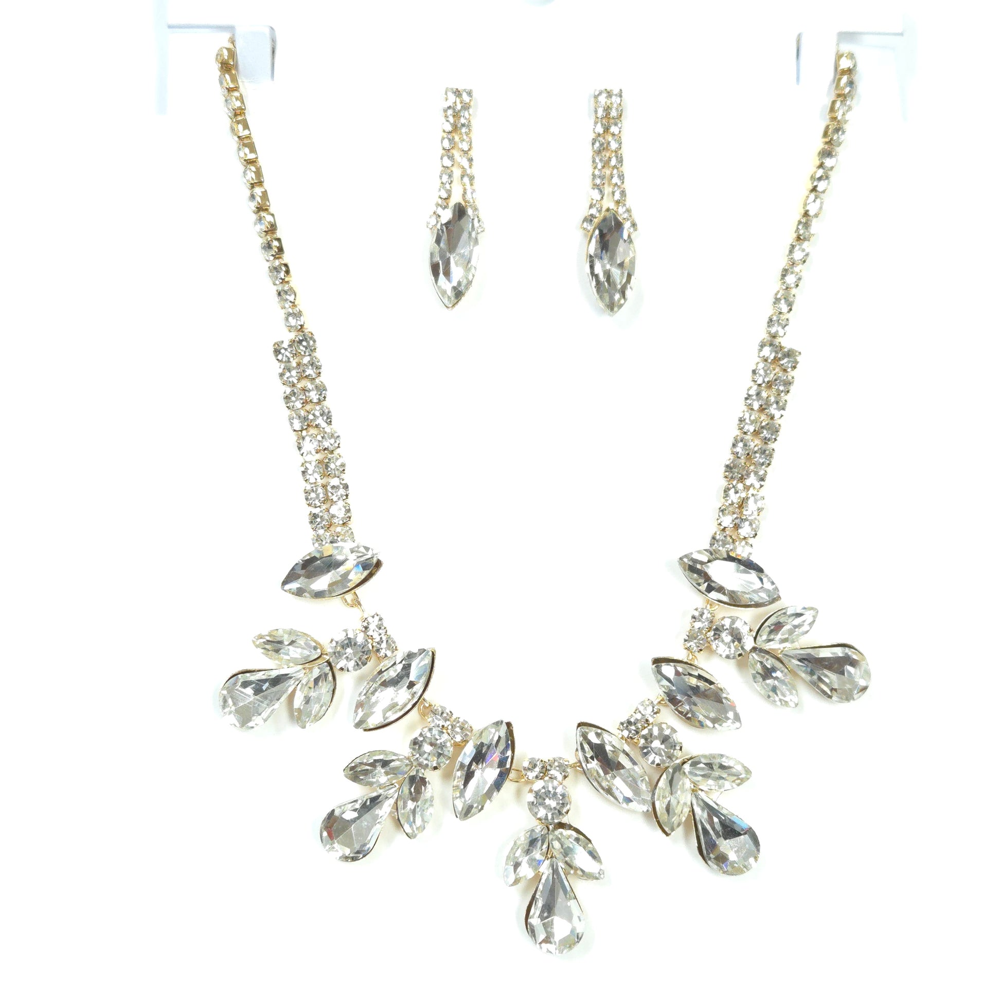 Set of crystal hair accessories on a white background