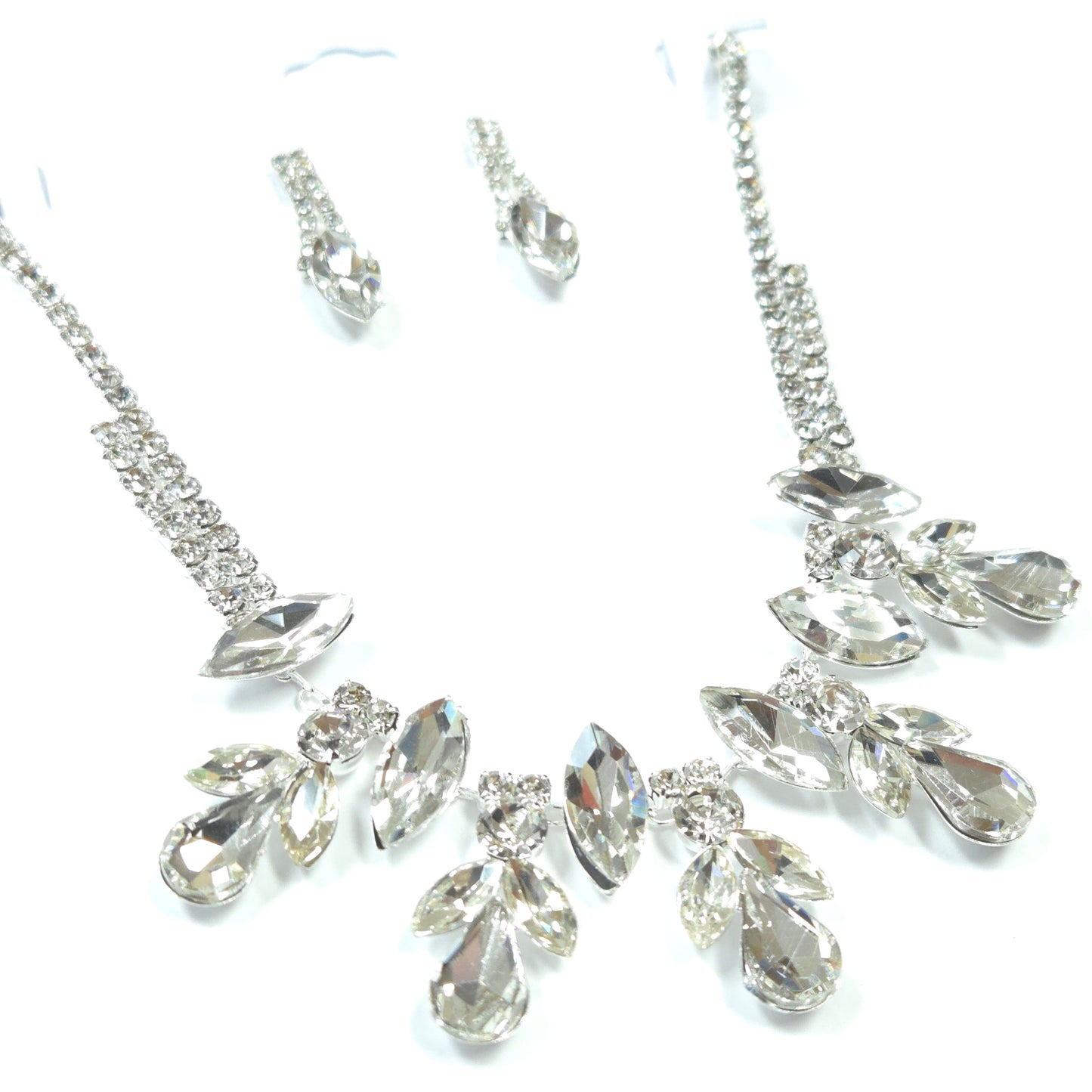 Silver hairpin with crystal stones on a white background