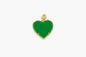 Green heart-shaped pendant with gold border on a white background